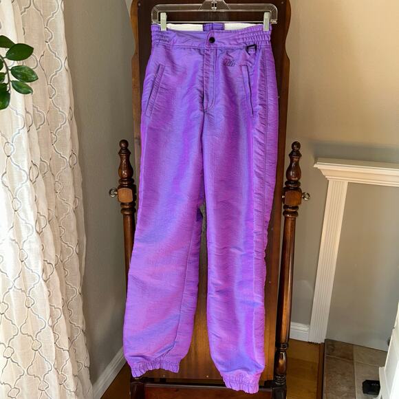 Vintage Nils Women’s high waisted Ski snow pants size 10 small iridescent purple - Picture 1 of 12